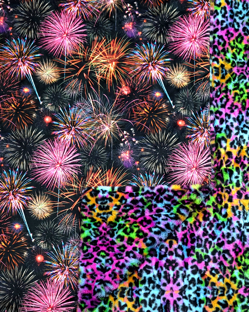 60x72 Fireworks with disco leopard reef