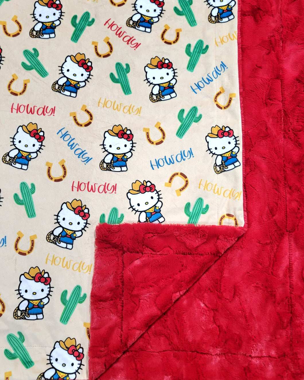 60x72 Hello kitty wild west with cardinal hide