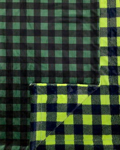 60x90 Green Buffalo Plaid Print with Green Buffalo Plaid Luxe