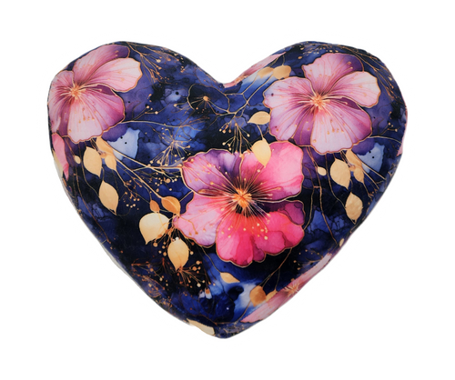 Flower Print Heart Pillow