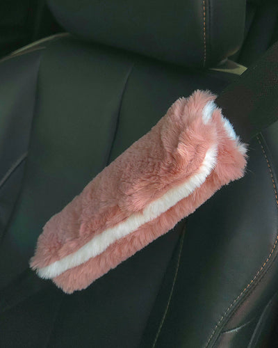 2 Seatbelt Covers -  Adobe Blush Whispy and Natural Seal