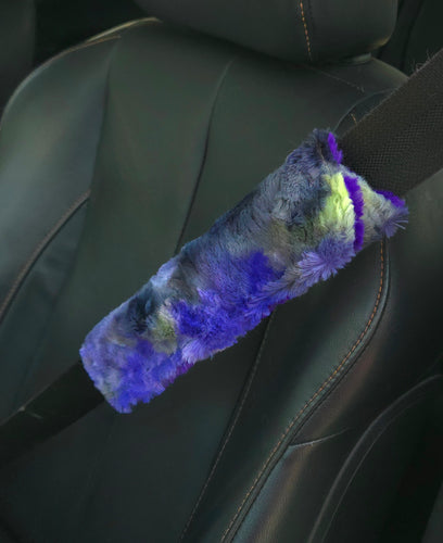 2 Seatbelt Covers - Mardi Gras Sorbet and Amethyst Willow